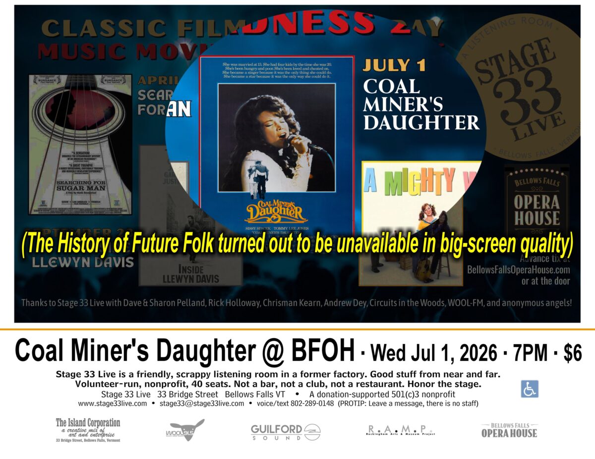 7/1/26: Coal Miner’s Daughter classic movie at the Bellows Falls Opera House