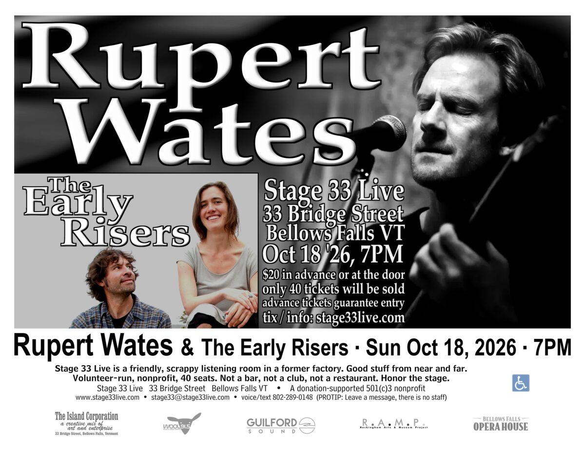 10/18/2026, Sunday: Rupert Wates with The Early Risers (7:00 PM)