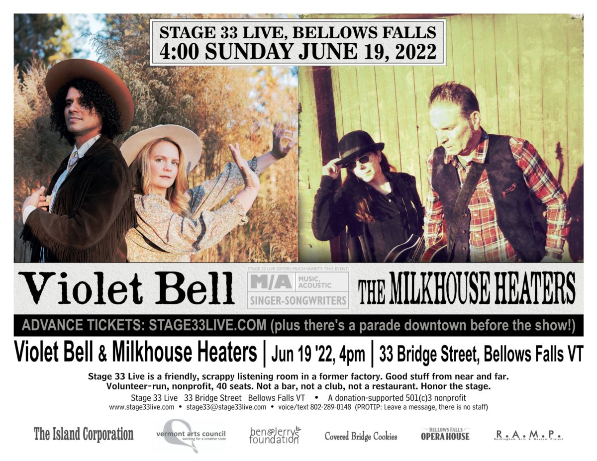 6/19/22, Sunday: Violet Bell and The Milkhouse Heaters (4:00 matinee)