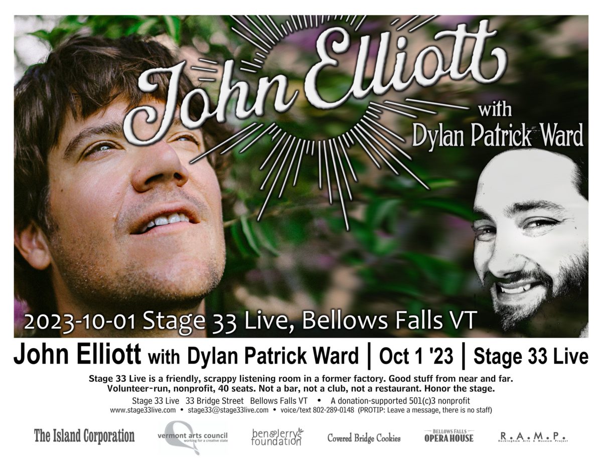 10/1/23, Sunday: John Elliott with Dylan Patrick Ward (3:00 matinee)