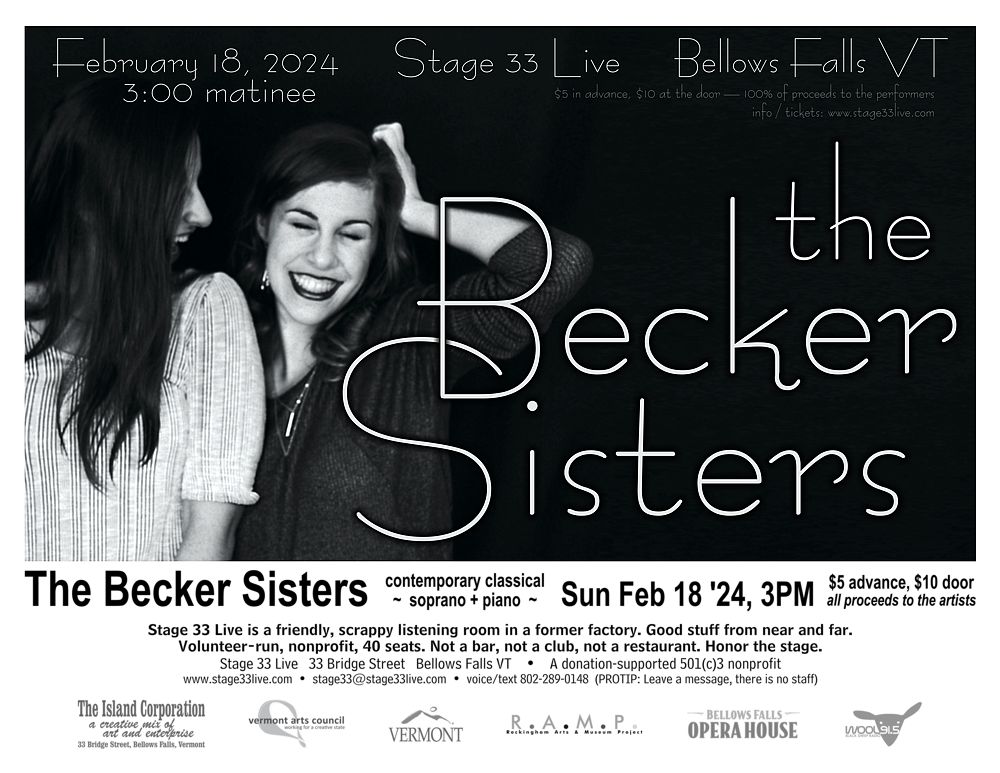 2/18/24, Sunday: The Becker Sisters (3:00 matinee)