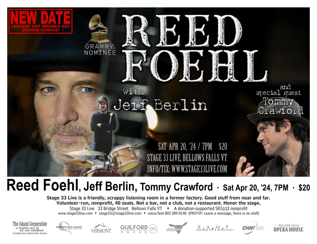 4/20/24, Saturday: RESCHEDULED Grammy nominee Reed Foehl and Jeff Berlin with Tommy Crawford (7:00 PM)