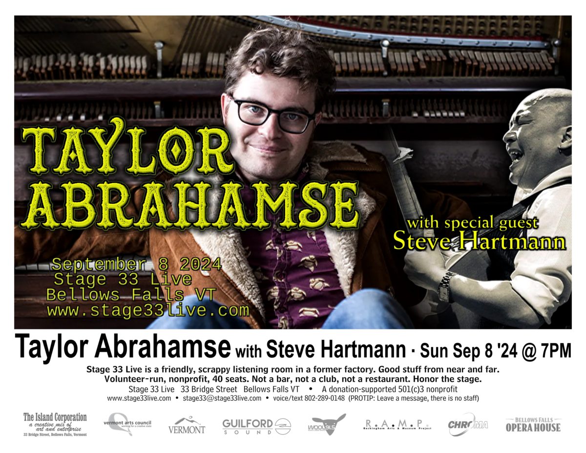 9/8/24, Sunday: Taylor Abrahamse with Steve Hartmann (7:00 PM)
