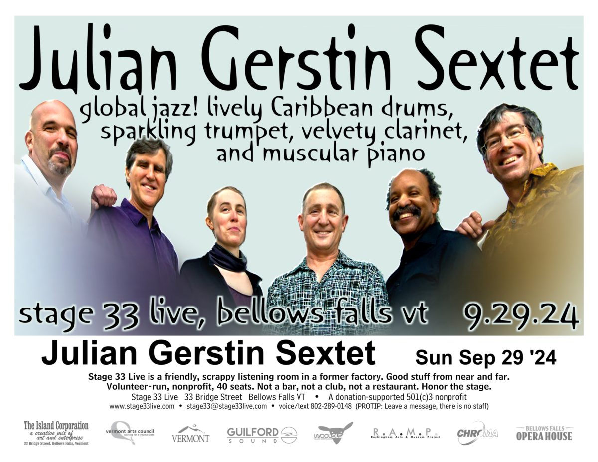 9/29/24, Sunday: Julian Gerstin Sextet (time TBD)