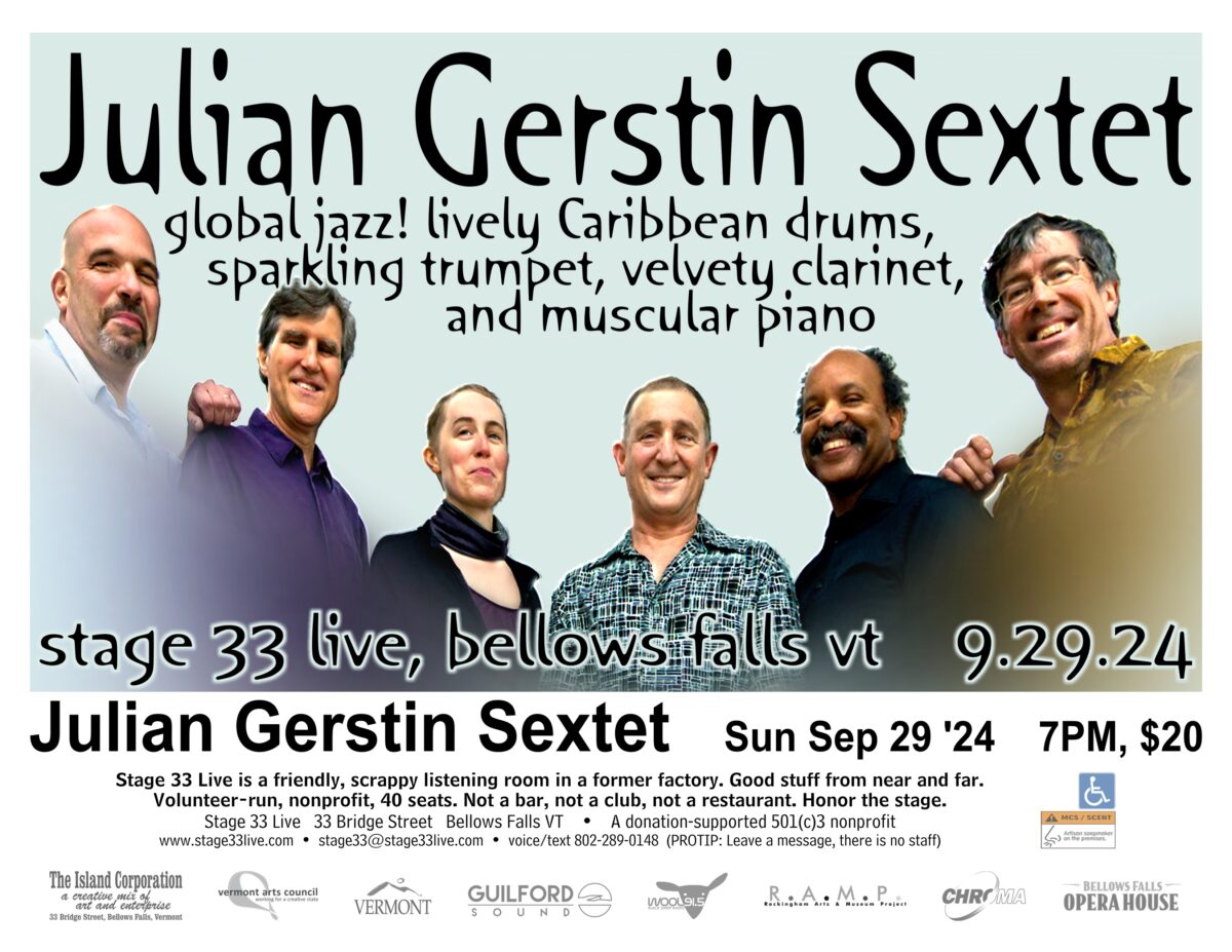 9/29/24, Sunday: Julian Gerstin Sextet (7:00 PM)