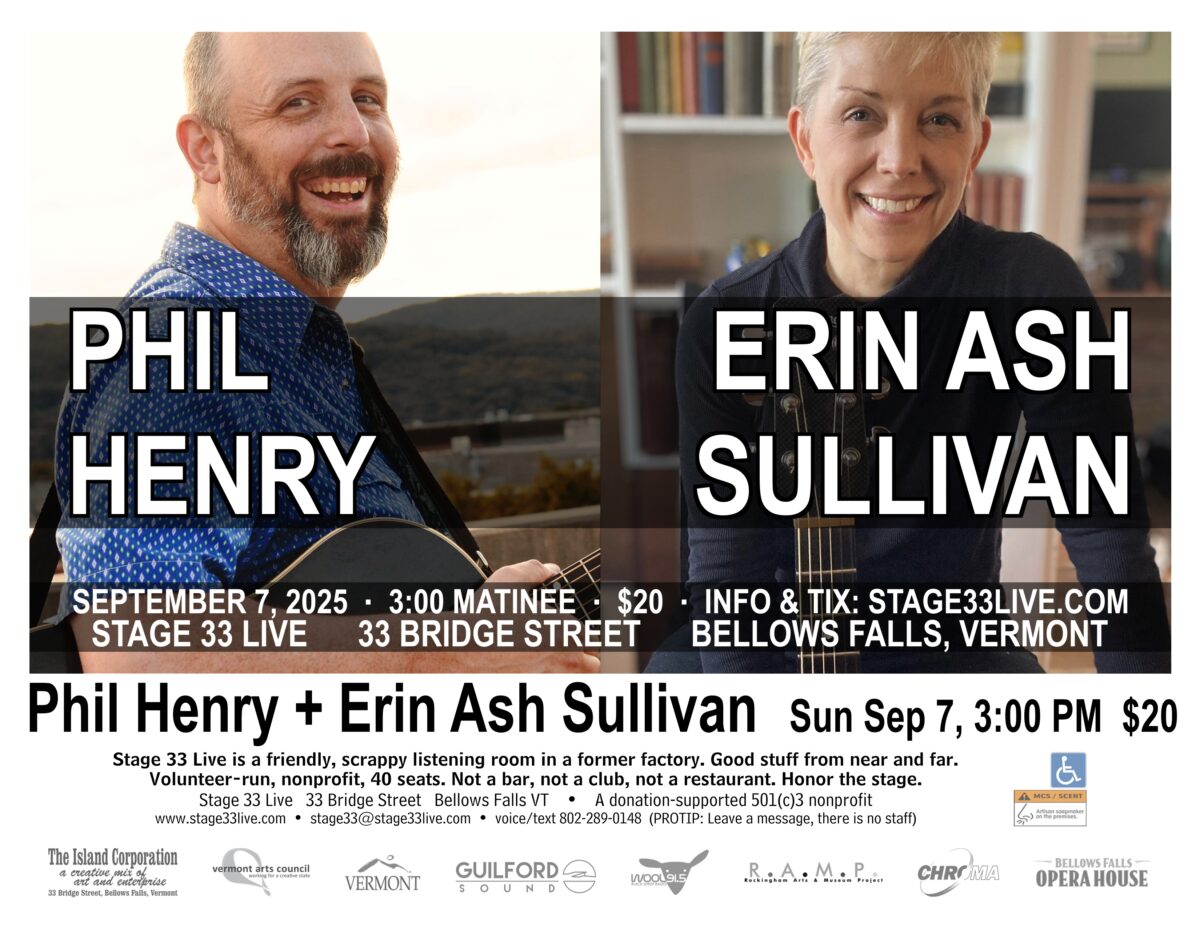 9/7/25, Sunday: Phil Henry + Erin Ash Sullivan (3:00 PM)